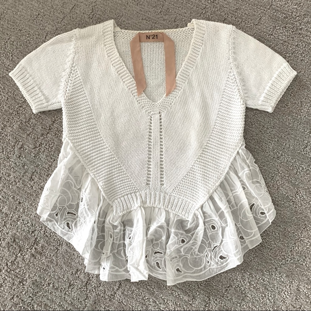 No.21 Ruffled Crop Knit Top - size IT40/US4